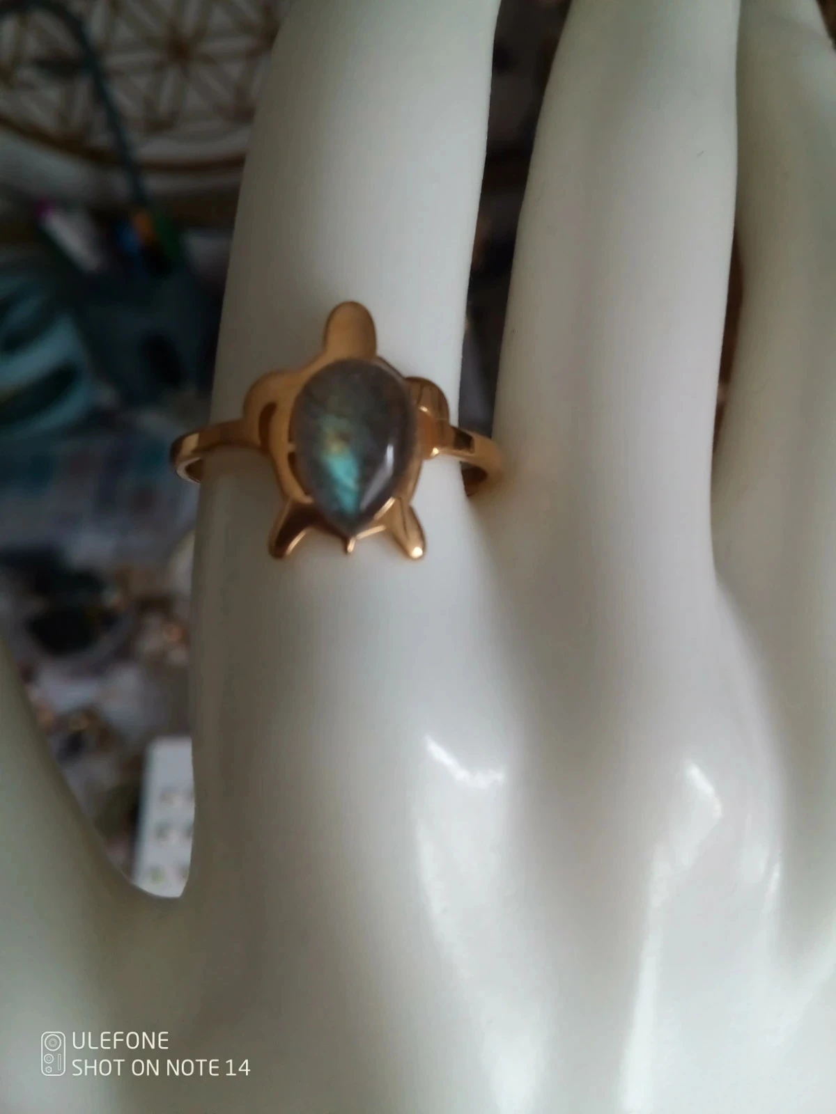 Bague tortue acier et pierre naturelle de labradorite – photo 2